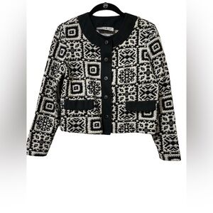 Black and Ivory Patterned Women's Jacket